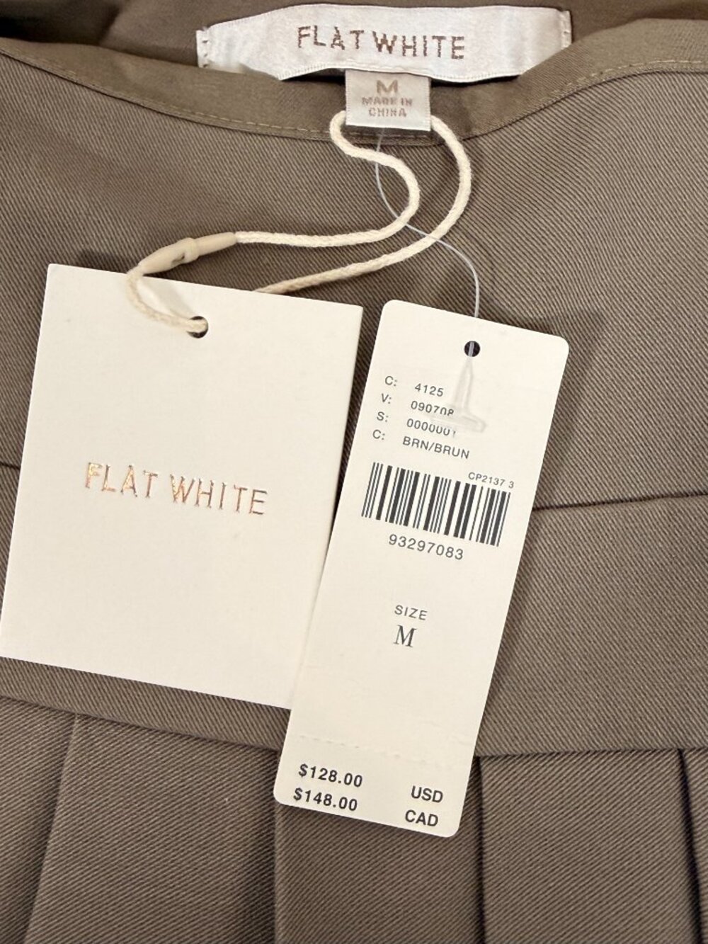 ANTHROPOLOGIE FLAT WHITE Tan Pleated Mini Skort with Belt Loops Women's Size M - Picture 5 of 7